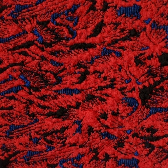 Free People Sunset Textured Puff Sleeve Square Neck Cropped Blouse Red Black S - Picture 5 of 10